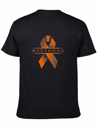 MS Strong Black Tee: Orange Ribbon Design