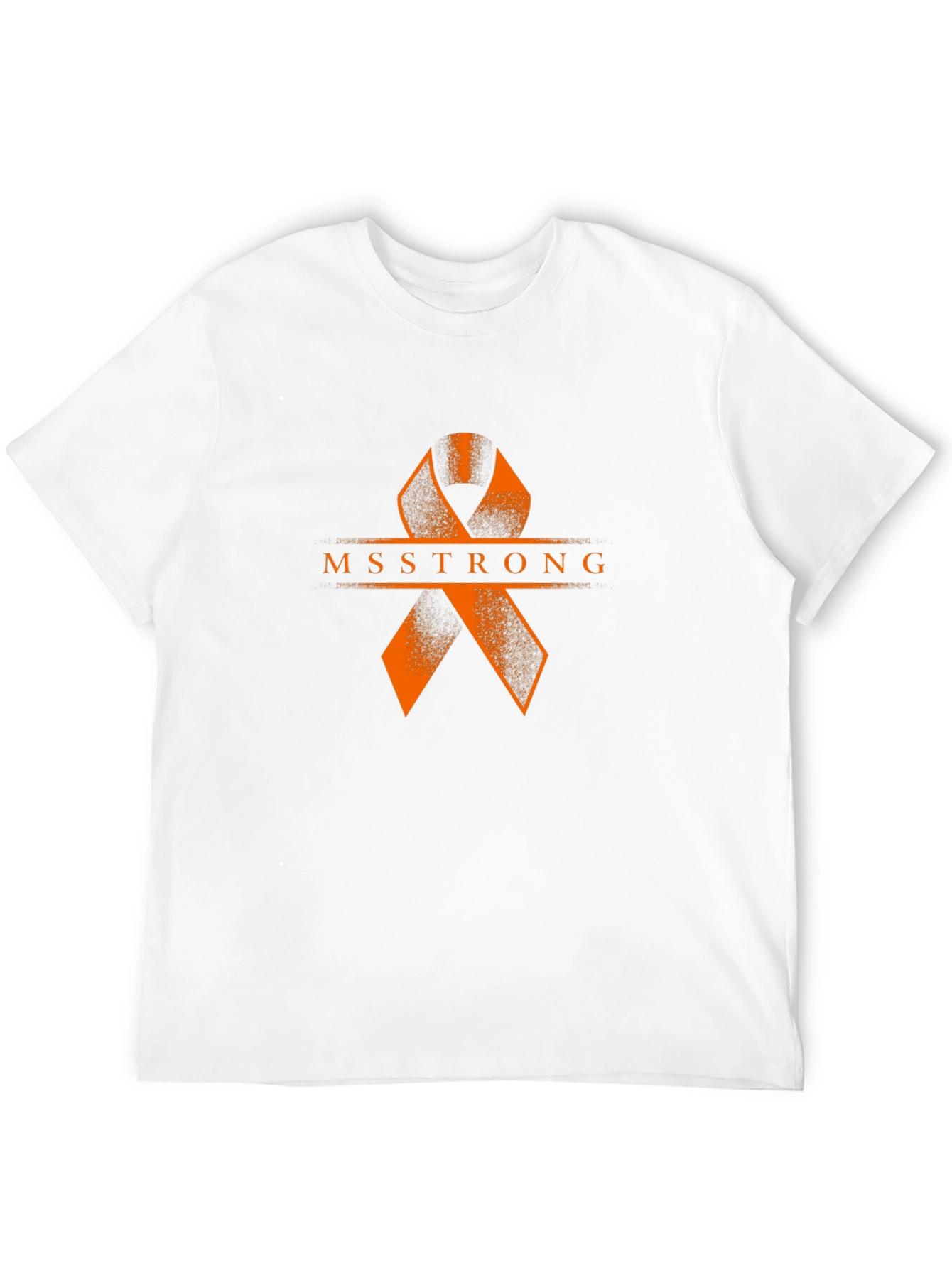 MS Strong Black Tee: Orange Ribbon Design