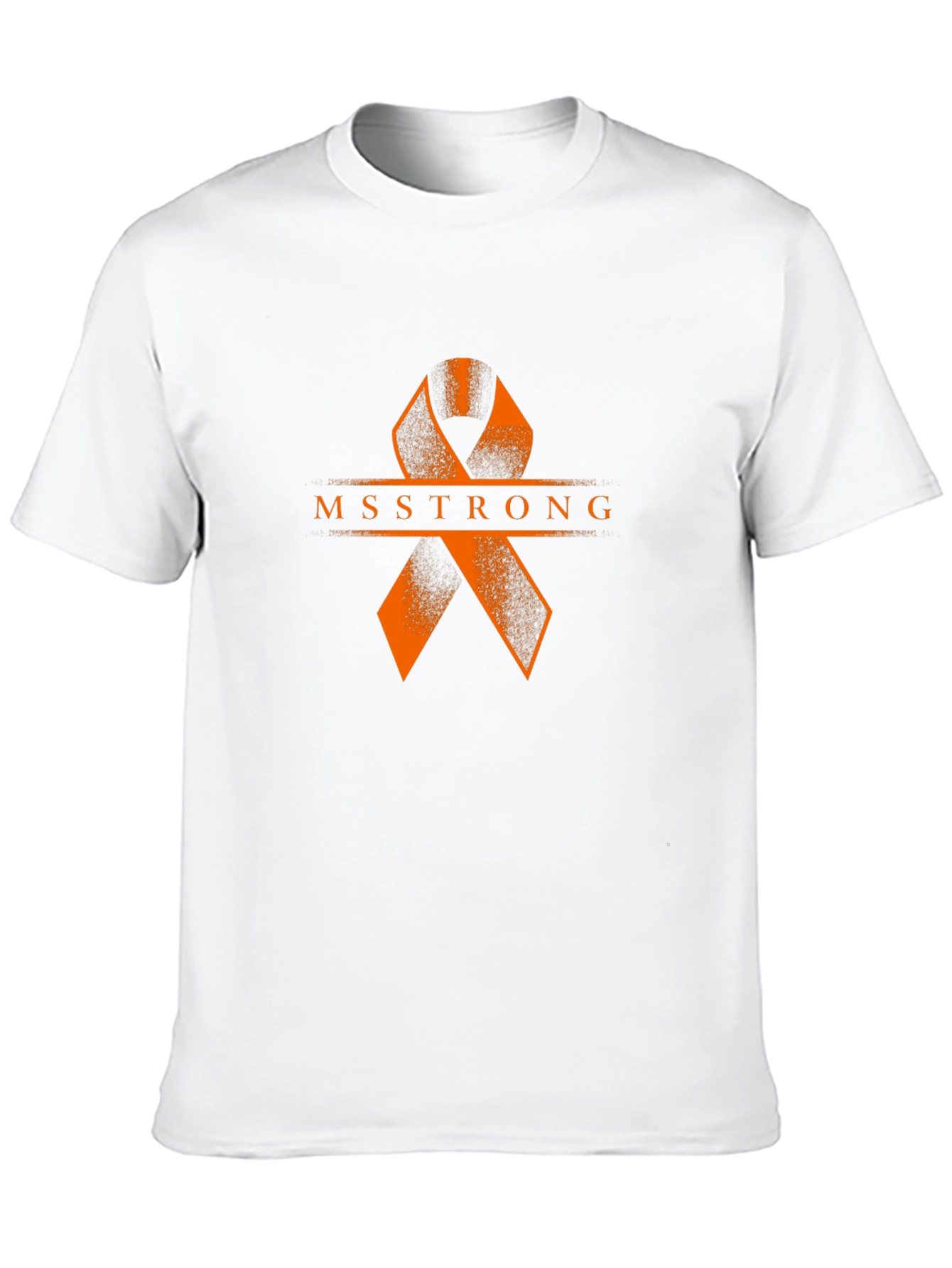 MS Strong Black Tee: Orange Ribbon Design