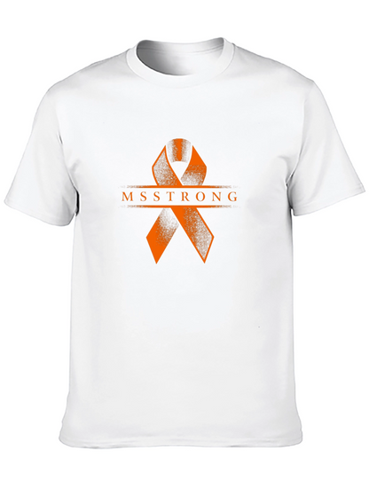 MS Strong Black Tee: Orange Ribbon Design