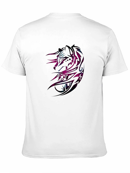 Galaxy Wolf Graphic Print Black T-Shirt