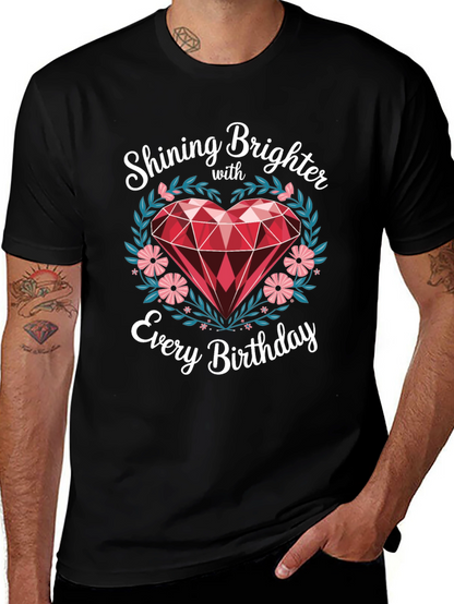 Shining Brighter Birthday T-Shirt - Heart Gem Design
