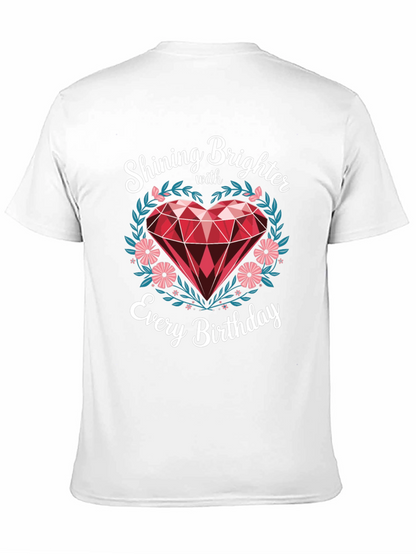 Shining Brighter Birthday T-Shirt - Heart Gem Design
