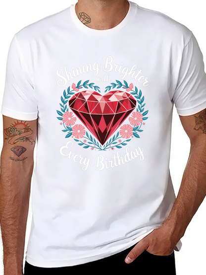 Shining Brighter Birthday T-Shirt - Heart Gem Design
