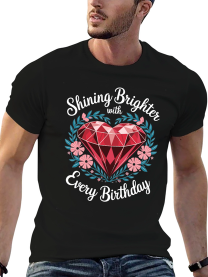 Shining Brighter Birthday T-Shirt - Heart Gem Design
