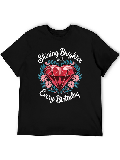 Shining Brighter Birthday T-Shirt - Heart Gem Design