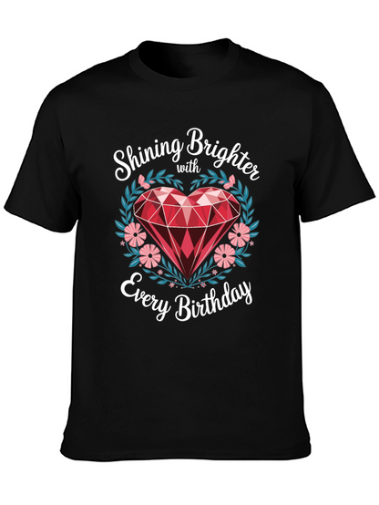 Shining Brighter Birthday T-Shirt - Heart Gem Design