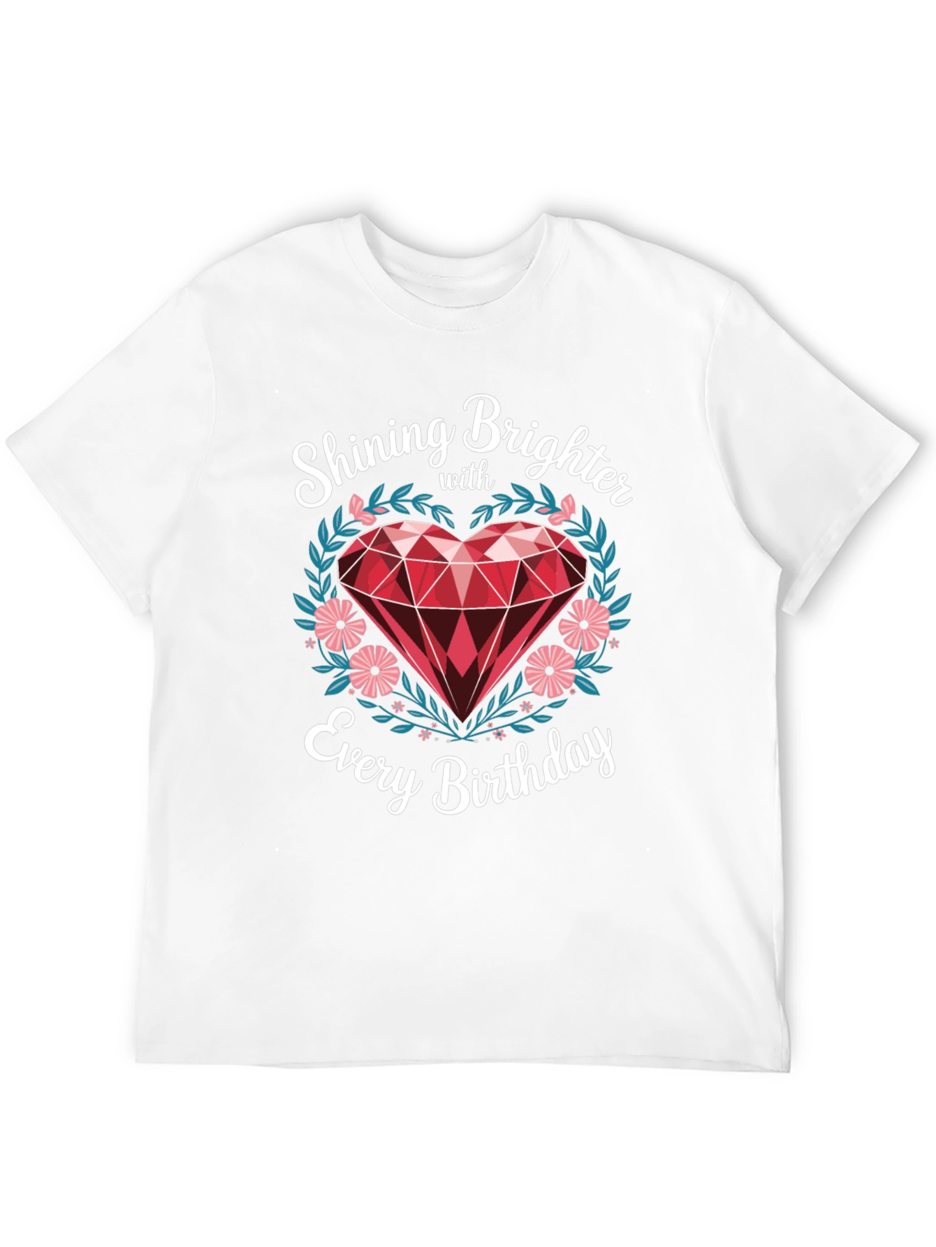 Shining Brighter Birthday T-Shirt - Heart Gem Design