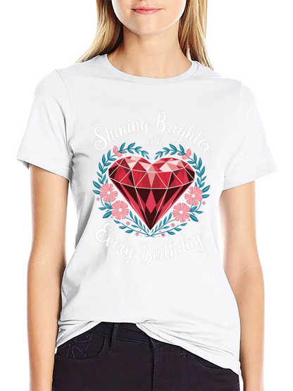 Shining Brighter Birthday T-Shirt - Heart Gem Design