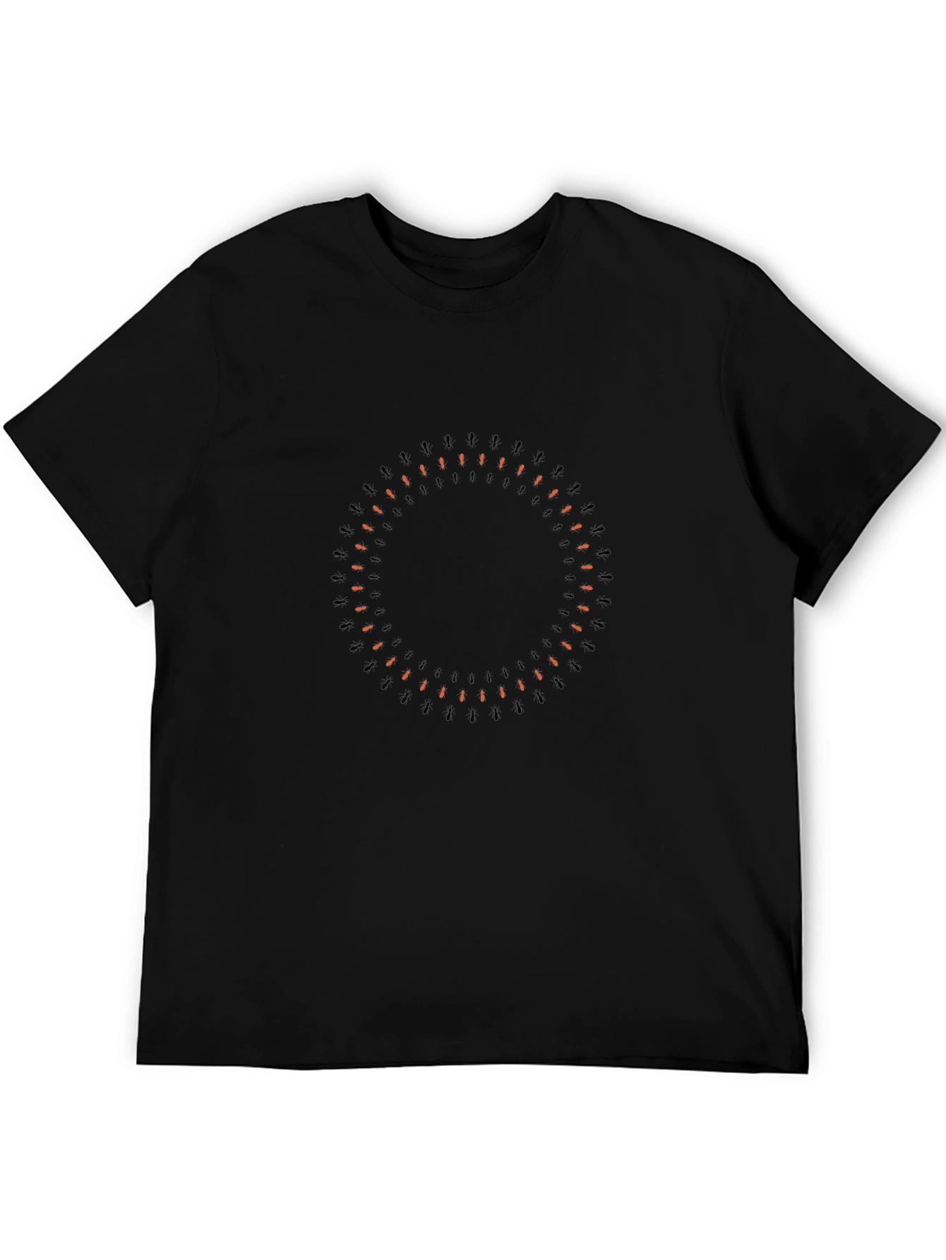 Mens Black Graphic Tee - Modern Circular Design