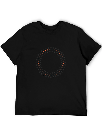 Mens Black Graphic Tee - Modern Circular Design