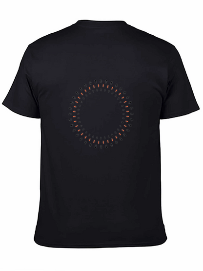 Mens Black Graphic Tee - Modern Circular Design