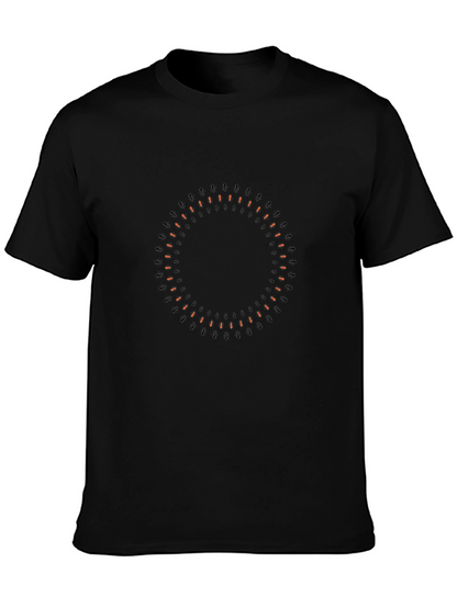 Mens Black Graphic Tee - Modern Circular Design