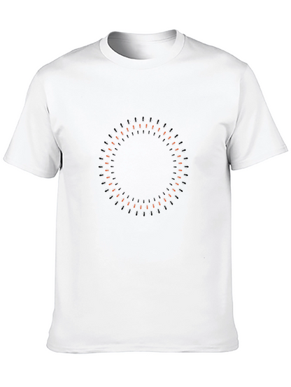 Mens Black Graphic Tee - Modern Circular Design