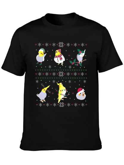 Festive Cockatiel Ugly Christmas Sweater Tee