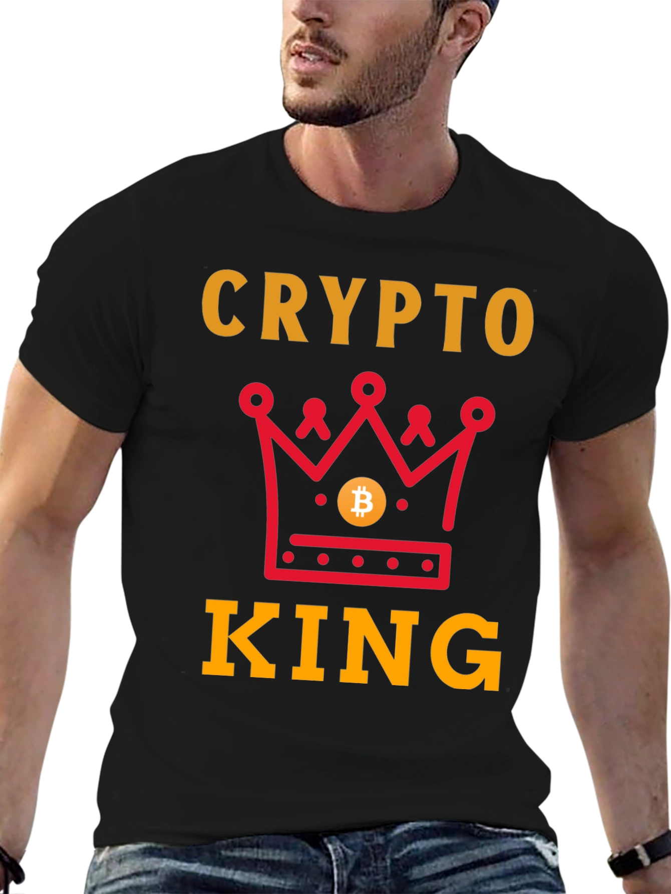 Crypto King Graphic T-Shirt - Bitcoin Crown Design
