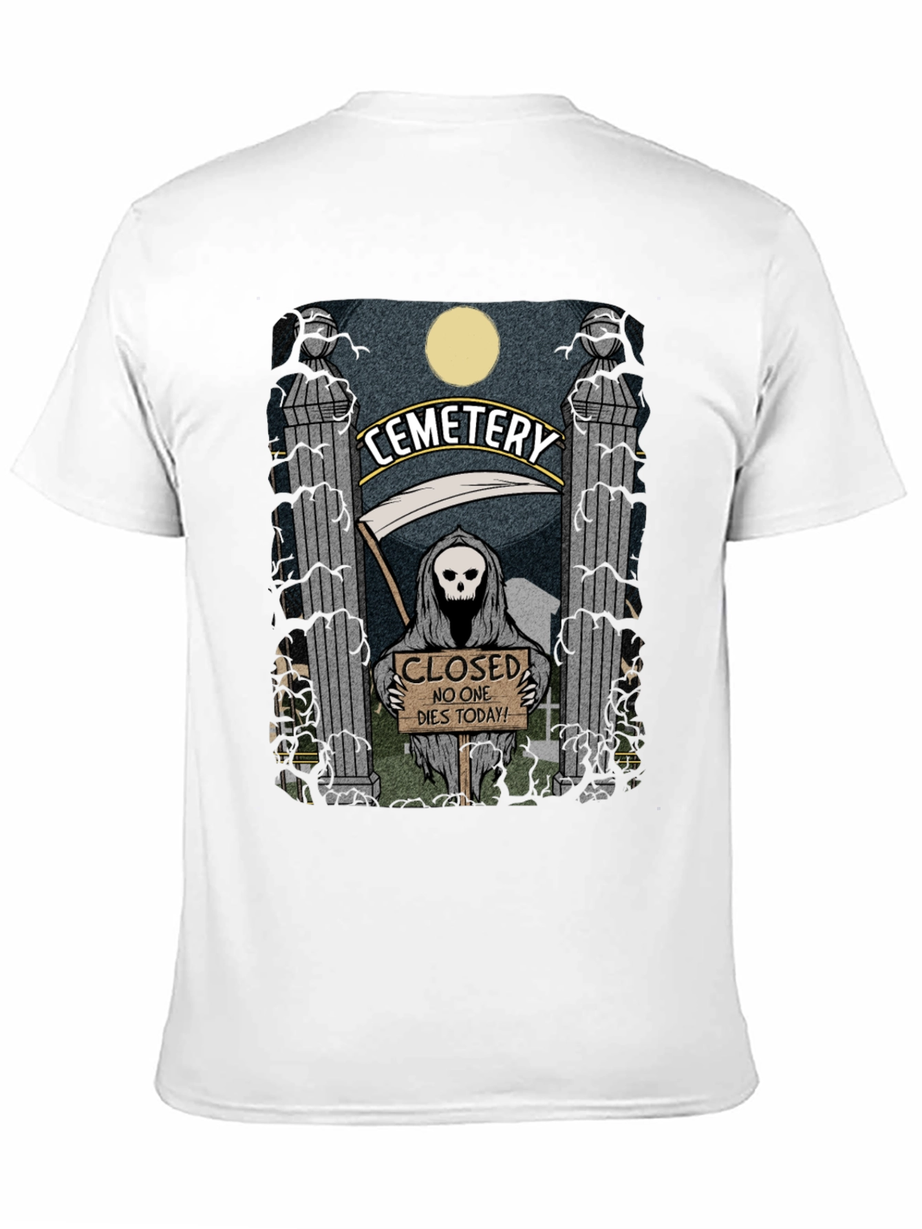 Cemetery Reaper Graphic T-Shirt - No One Dies Today