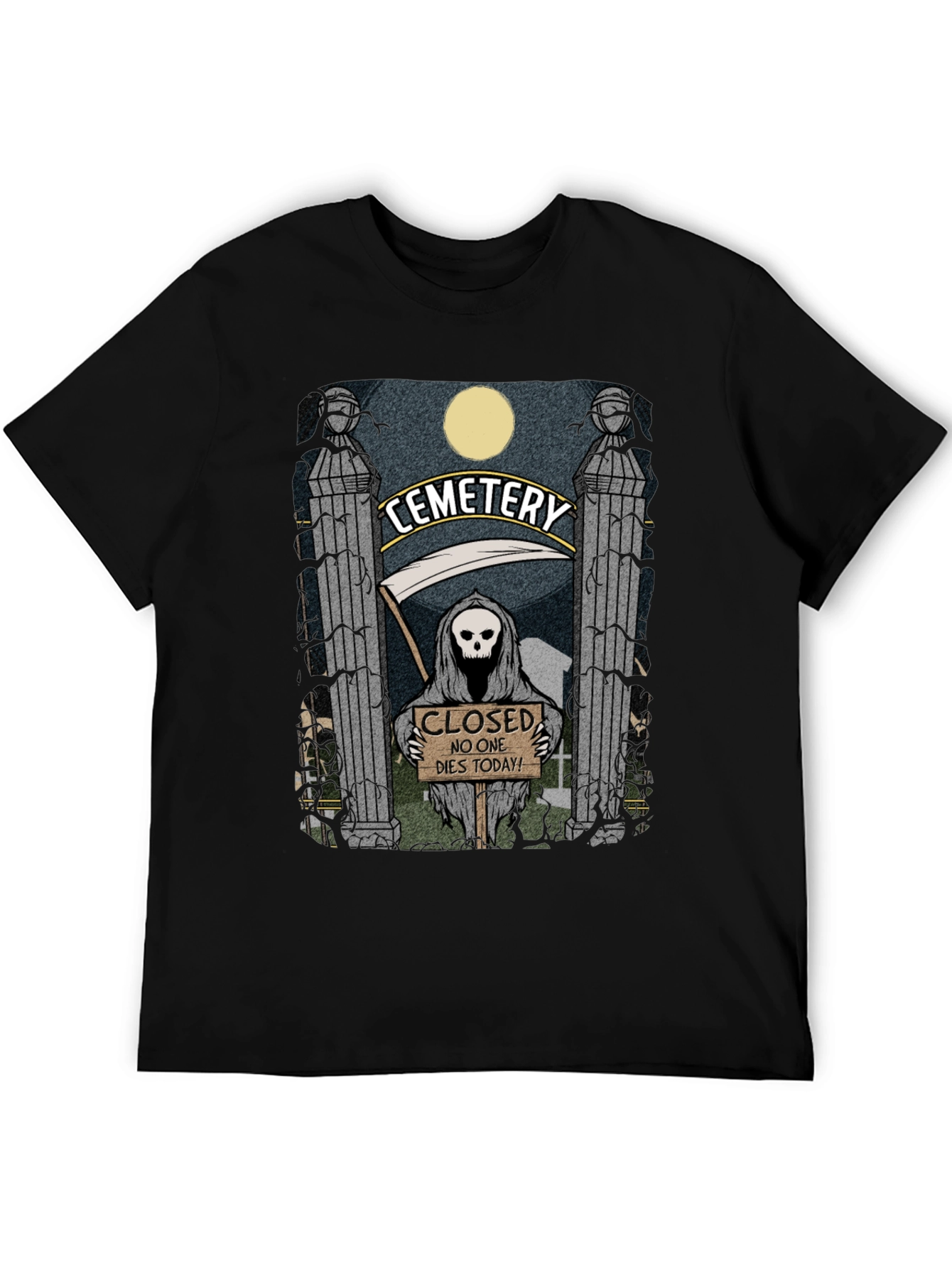 Cemetery Reaper Graphic T-Shirt - No One Dies Today