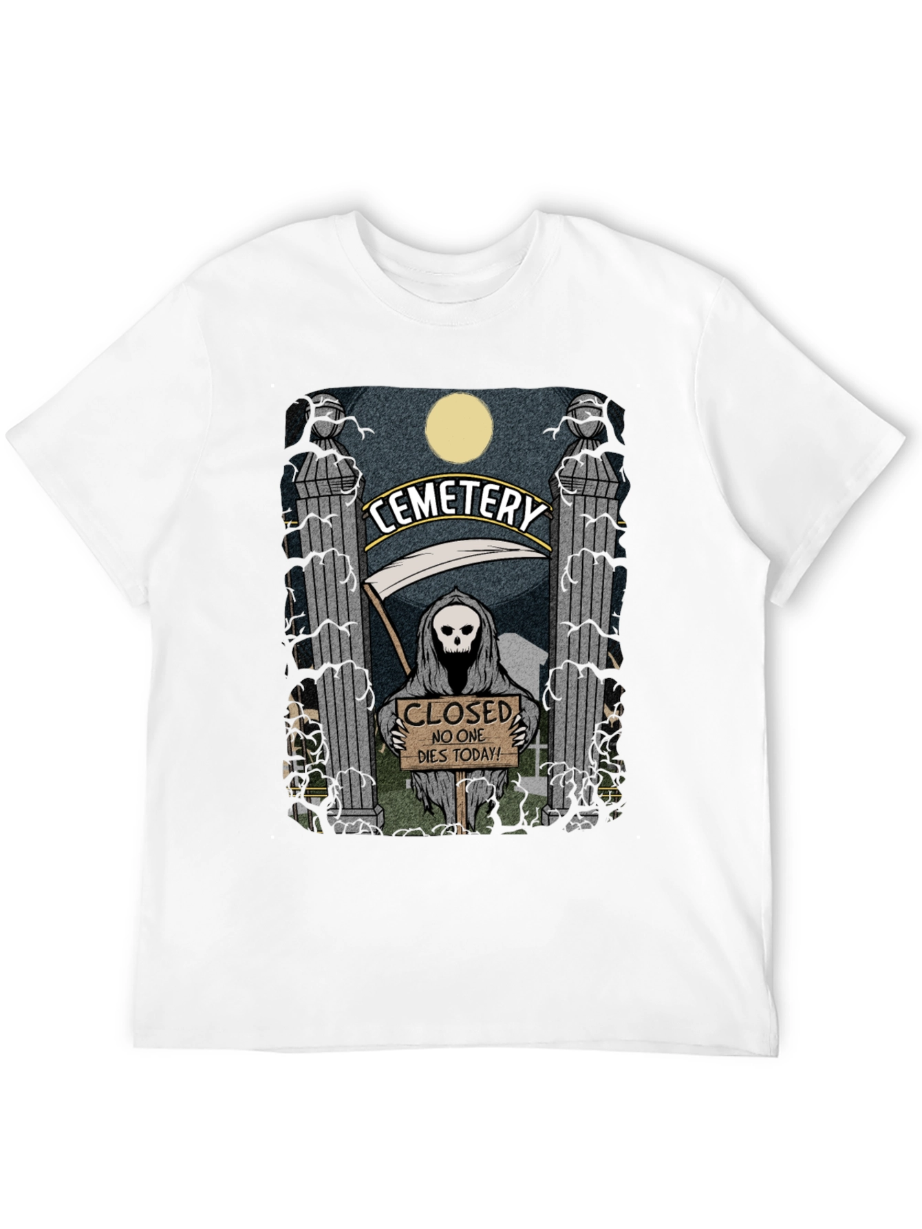 Cemetery Reaper Graphic T-Shirt - No One Dies Today