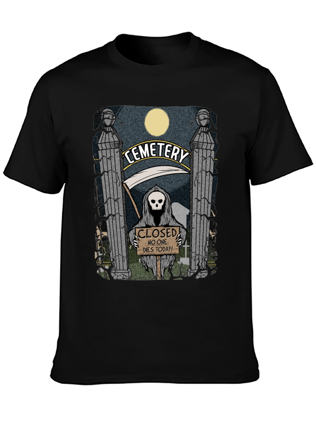 Cemetery Reaper Graphic T-Shirt - No One Dies Today
