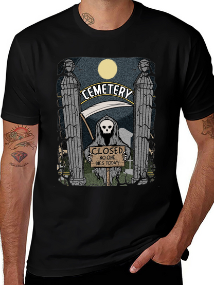 Cemetery Reaper Graphic T-Shirt - No One Dies Today