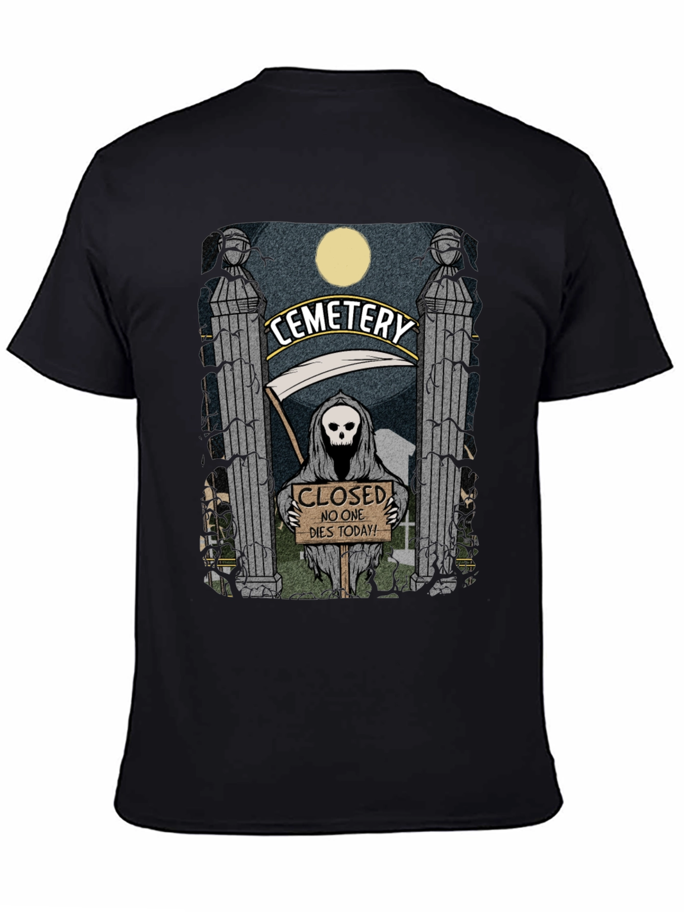 Cemetery Reaper Graphic T-Shirt - No One Dies Today