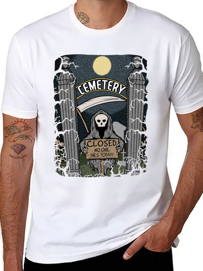 Cemetery Reaper Graphic T-Shirt - No One Dies Today