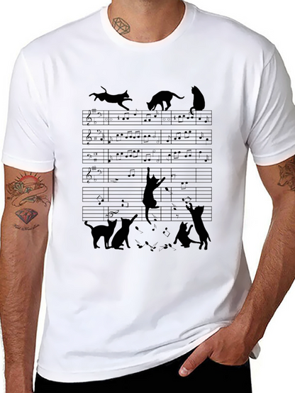 Musical Cat Silhouette T-Shirt - Unisex