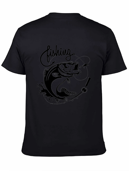 Fishing Bass Graphic Tee - Black Cotton Blend