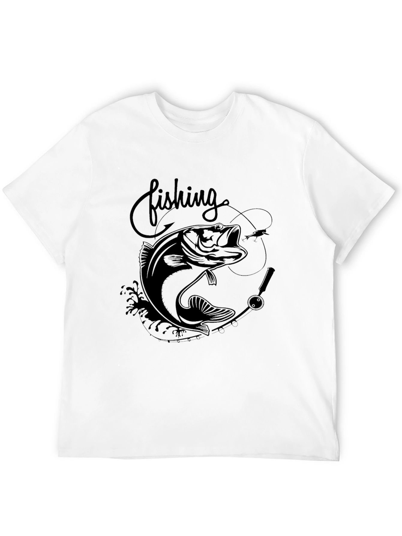 Fishing Bass Graphic Tee - Black Cotton Blend