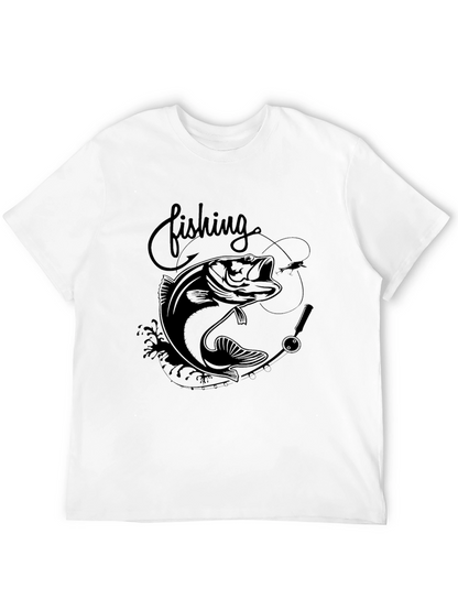 Fishing Bass Graphic Tee - Black Cotton Blend