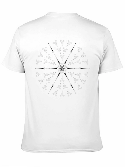 Geometric Snowflake Print Black T-Shirt