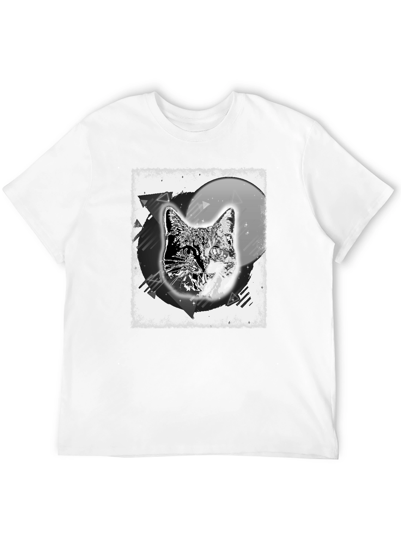 Cosmic Cat Graphic Tee - Black Cotton Blend