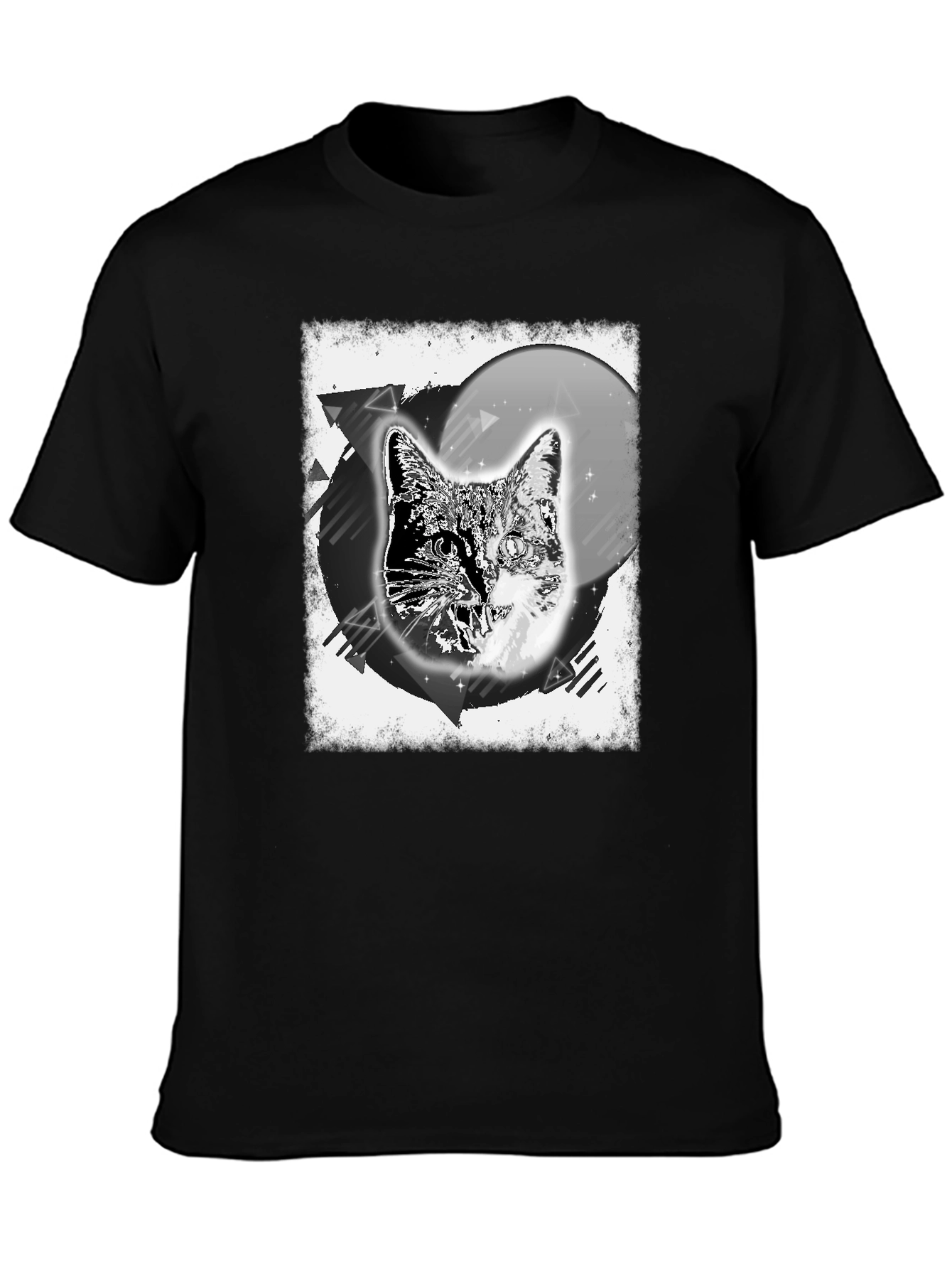 Cosmic Cat Graphic Tee - Black Cotton Blend
