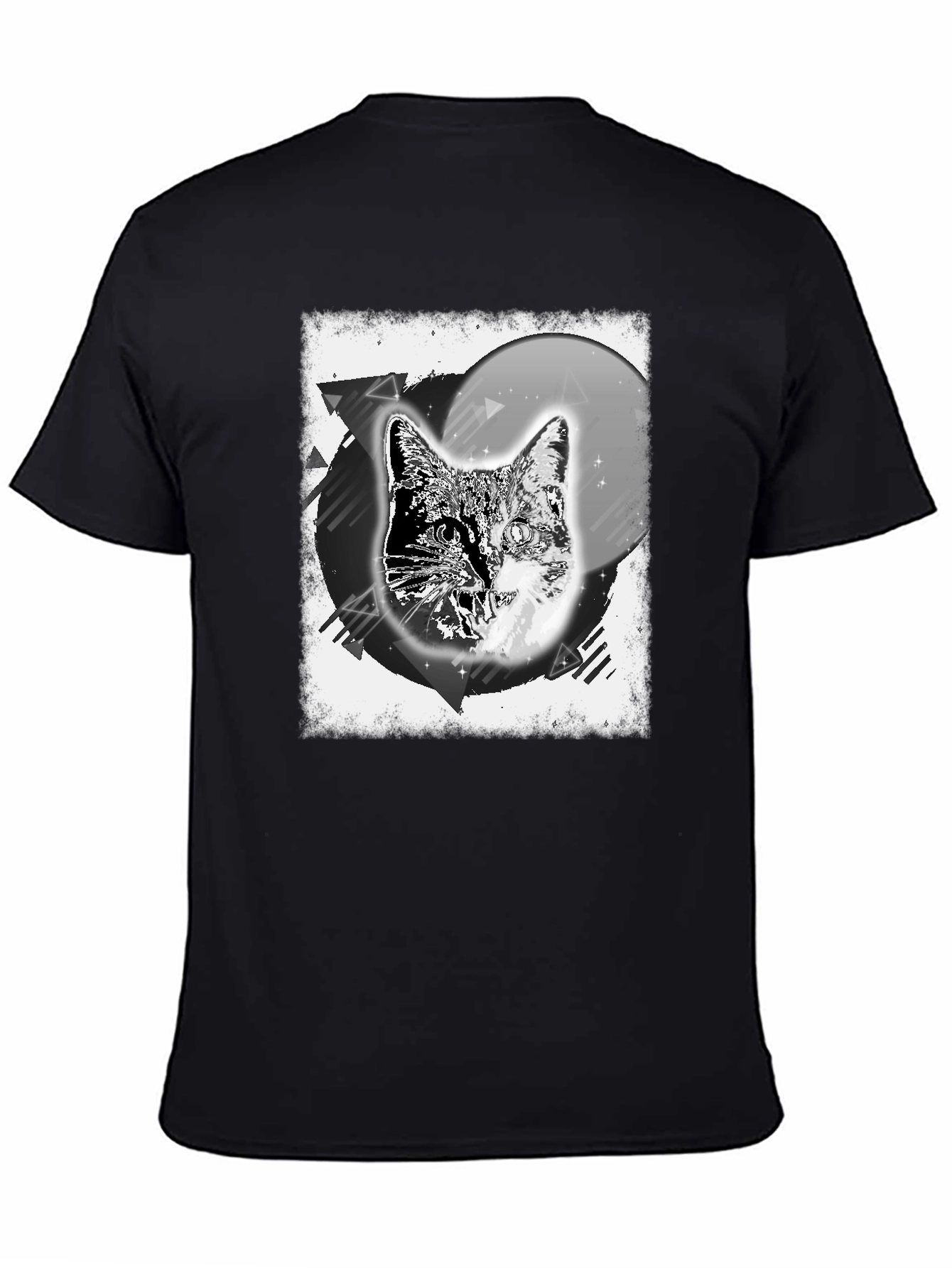 Cosmic Cat Graphic Tee - Black Cotton Blend