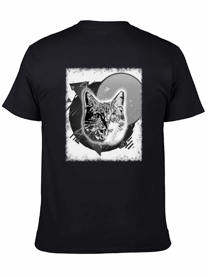 Cosmic Cat Graphic Tee - Black Cotton Blend