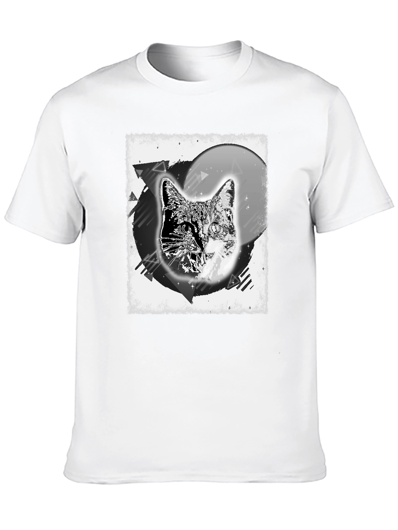 Cosmic Cat Graphic Tee - Black Cotton Blend