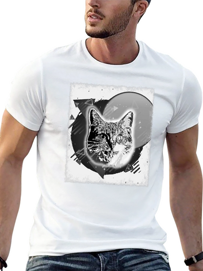 Cosmic Cat Graphic Tee - Black Cotton Blend