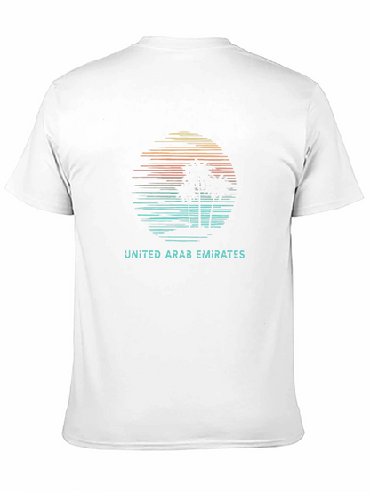 United Arab Emirates Sunset Palm Tree Black T-Shirt