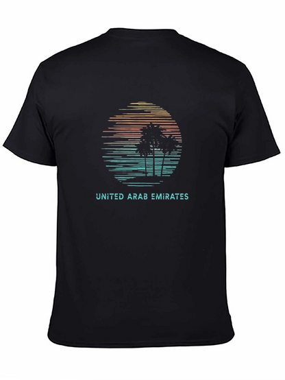 United Arab Emirates Sunset Palm Tree Black T-Shirt
