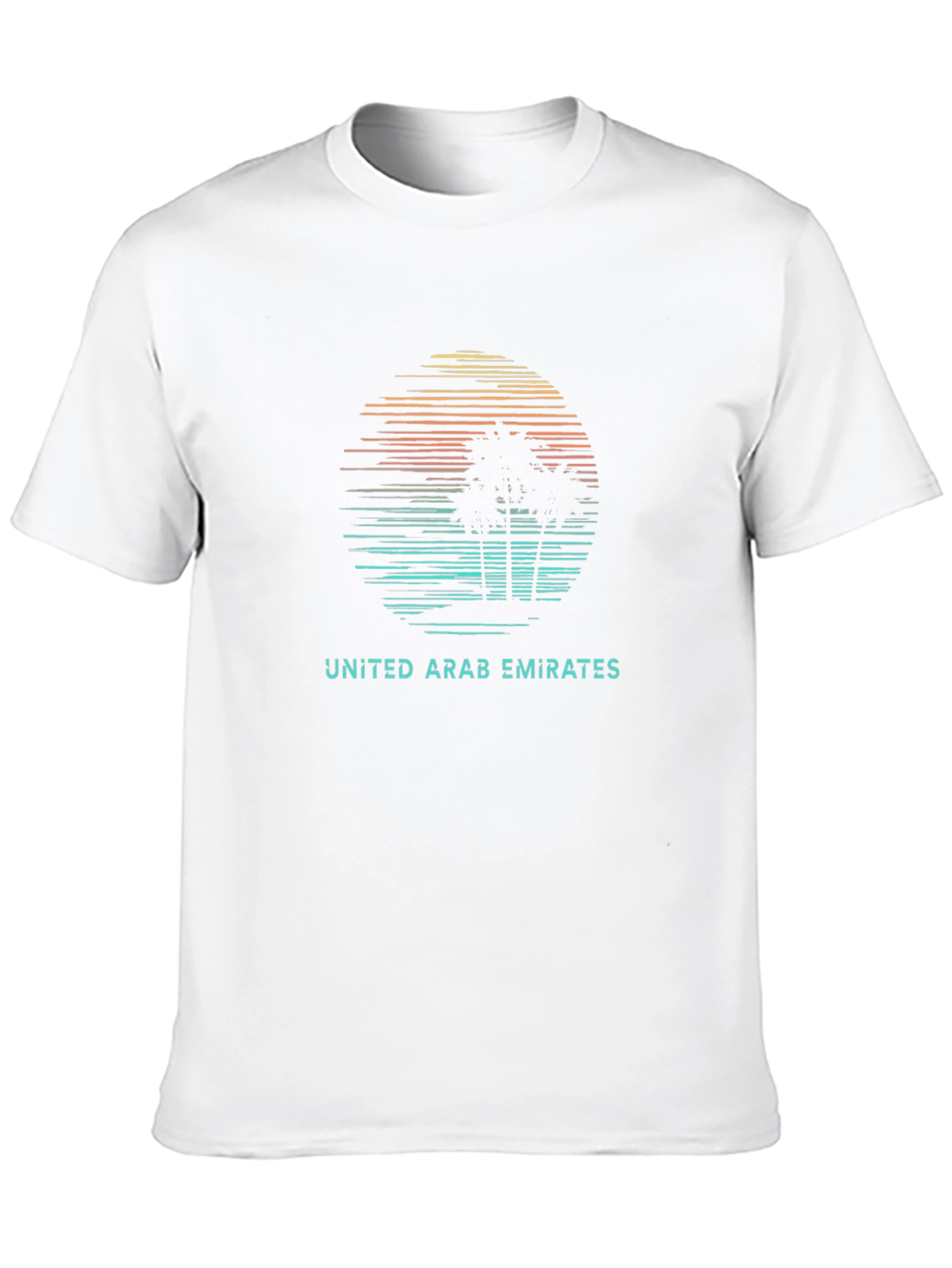 United Arab Emirates Sunset Palm Tree Black T-Shirt