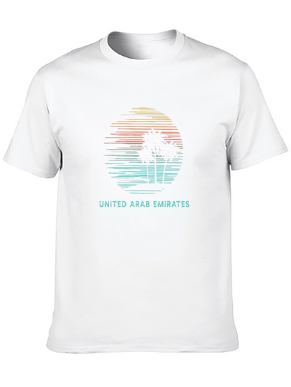 United Arab Emirates Sunset Palm Tree Black T-Shirt