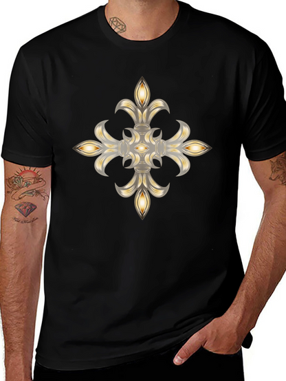 Elegant Fleur-de-lis Graphic Black T-Shirt