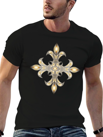 Elegant Fleur-de-lis Graphic Black T-Shirt