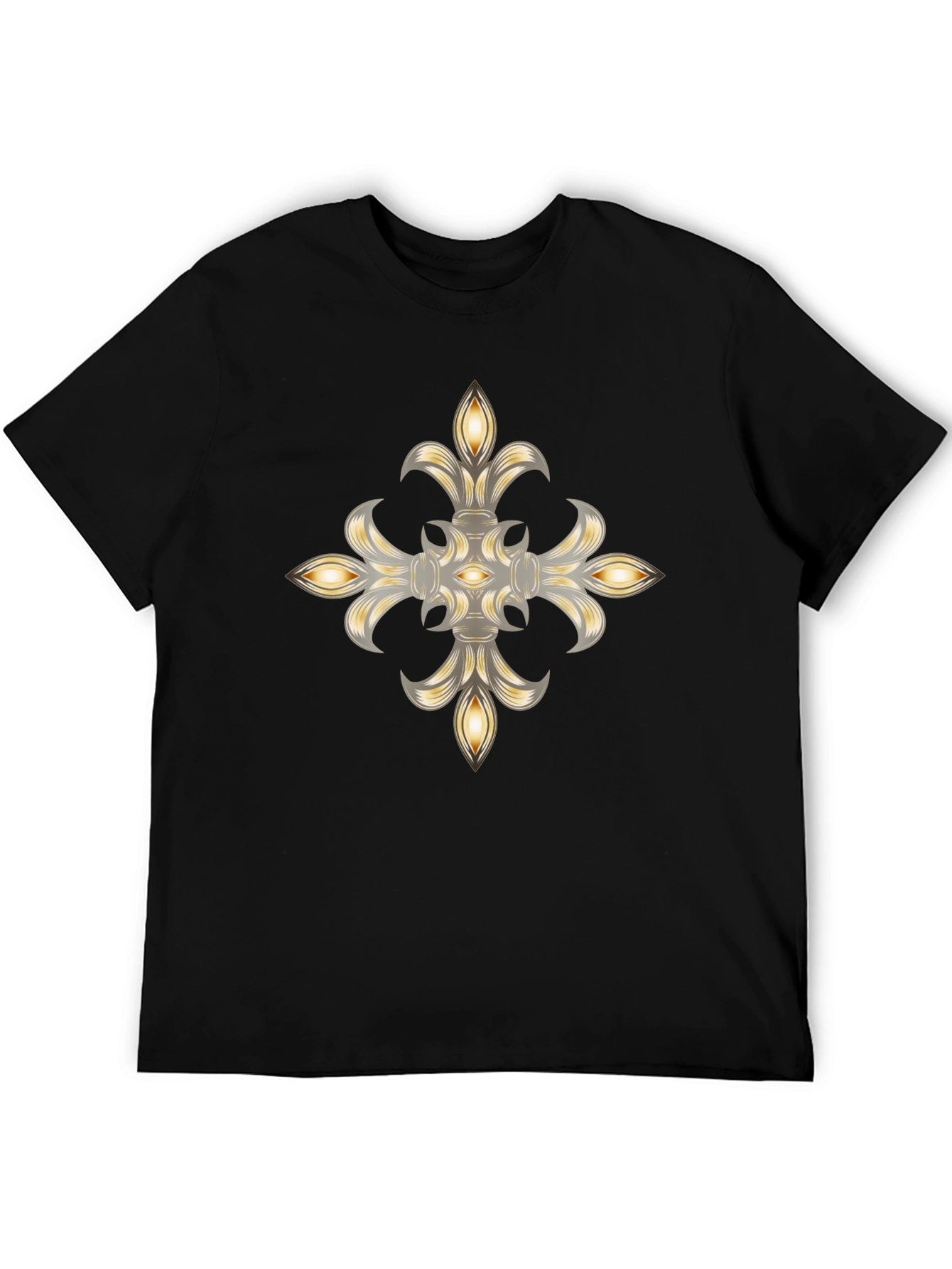Elegant Fleur-de-lis Graphic Black T-Shirt