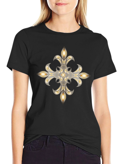 Elegant Fleur-de-lis Graphic Black T-Shirt