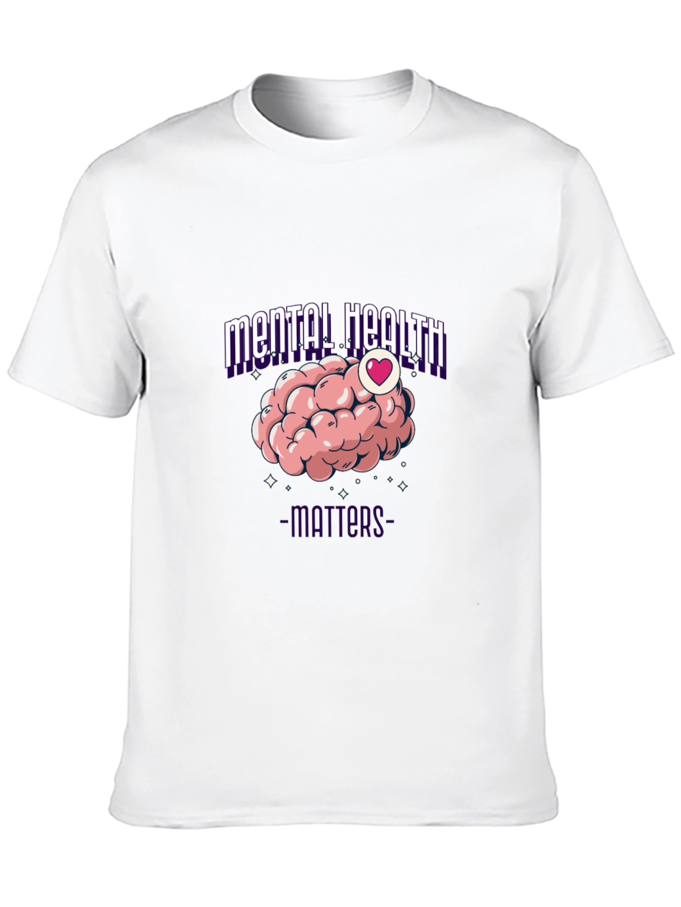 Mental Health Matters T-Shirt - Brain Heart Design