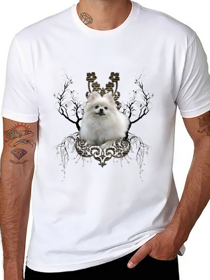 Dog Graphic Tee: Pomeranian in Baroque Frame