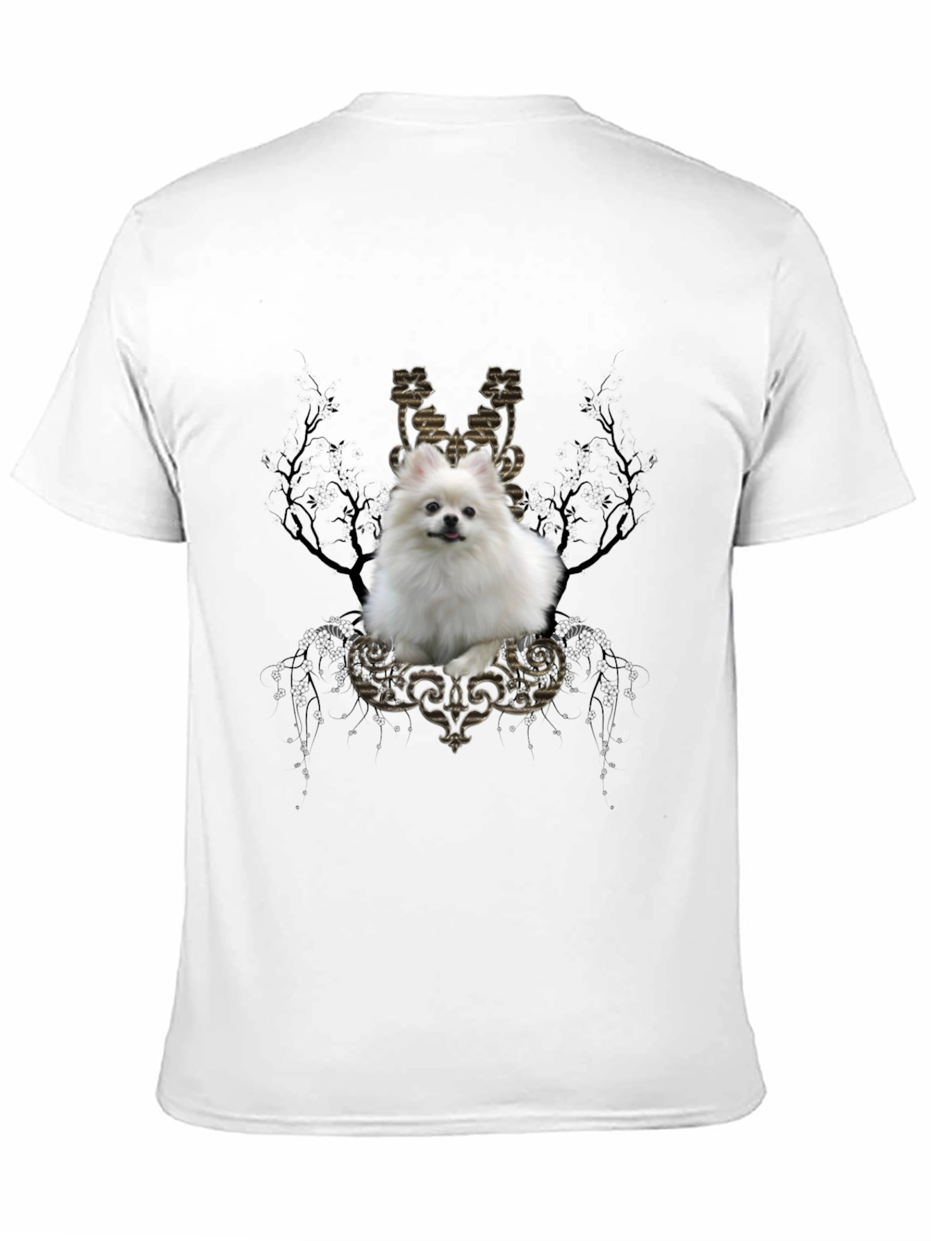 Dog Graphic Tee: Pomeranian in Baroque Frame