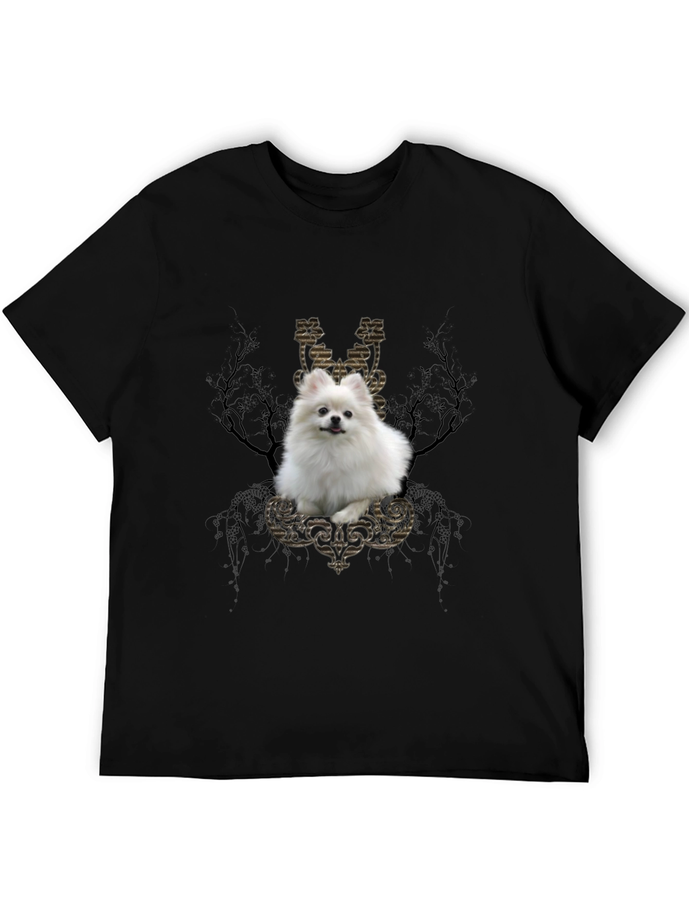Dog Graphic Tee: Pomeranian in Baroque Frame